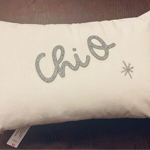 NWT Chi O velvet pillow. Silver beading.